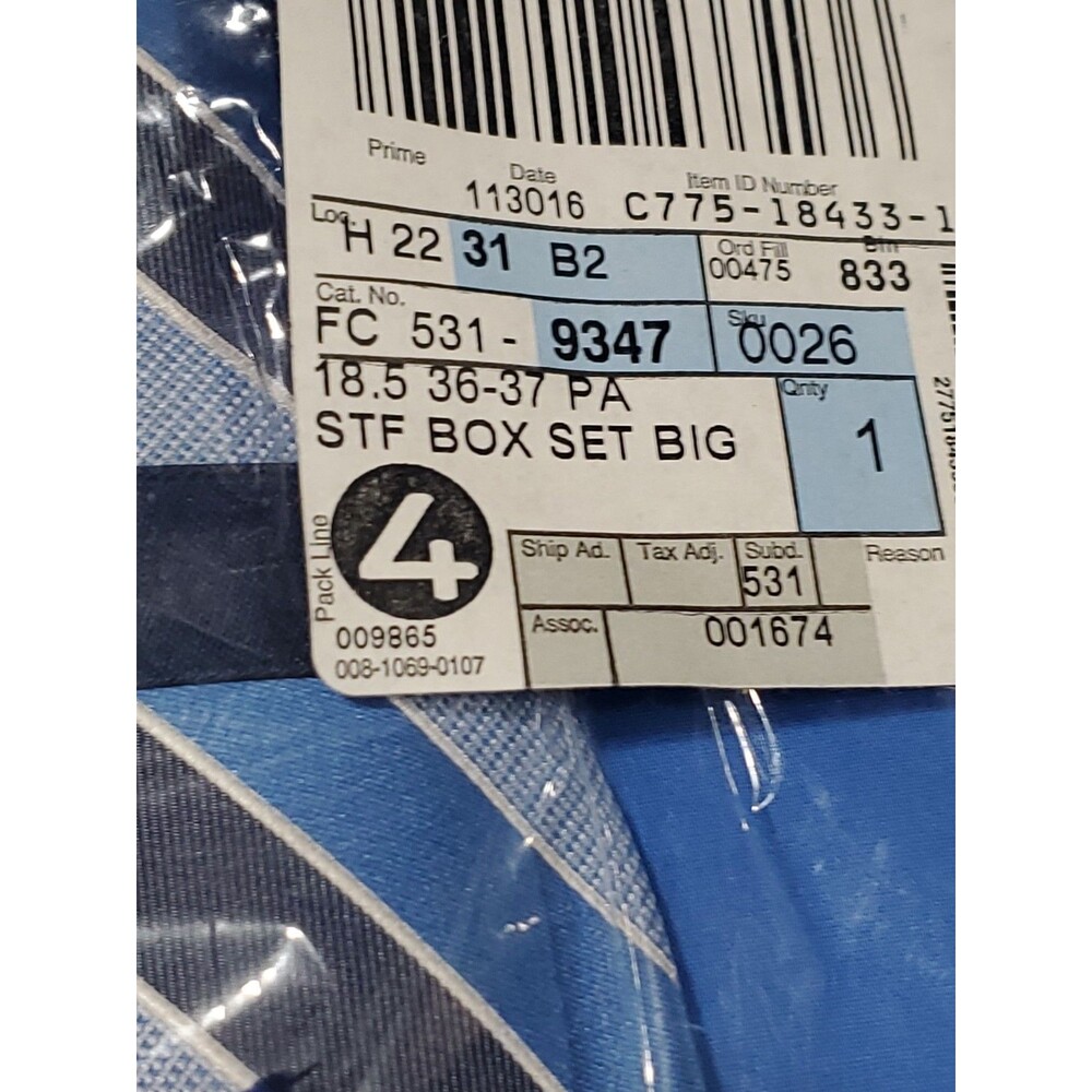 New 18.5 Stafford Easy Care Dress Shirt W/ Crafted Tie Palace Blue 36-37 Big - Picture 4 of 9